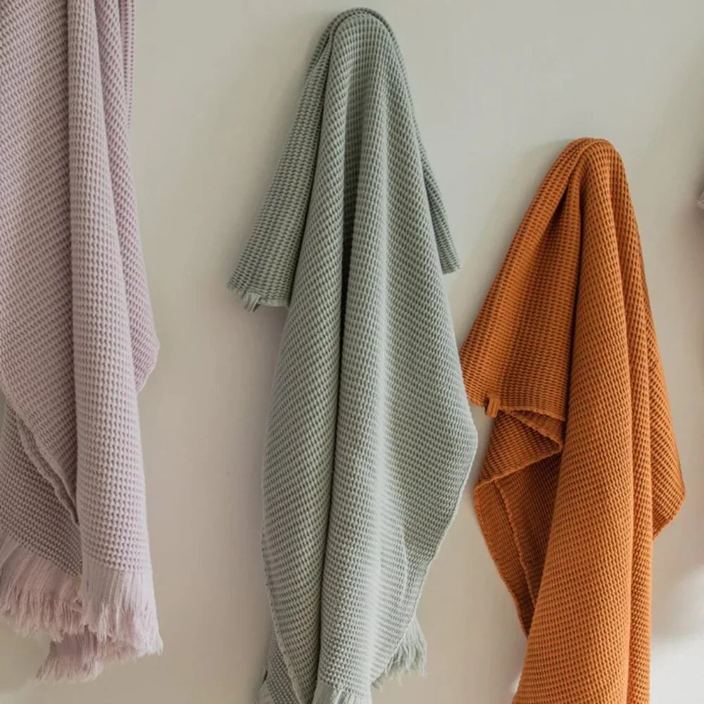House No. 23 Blue Ella Waffle Towel